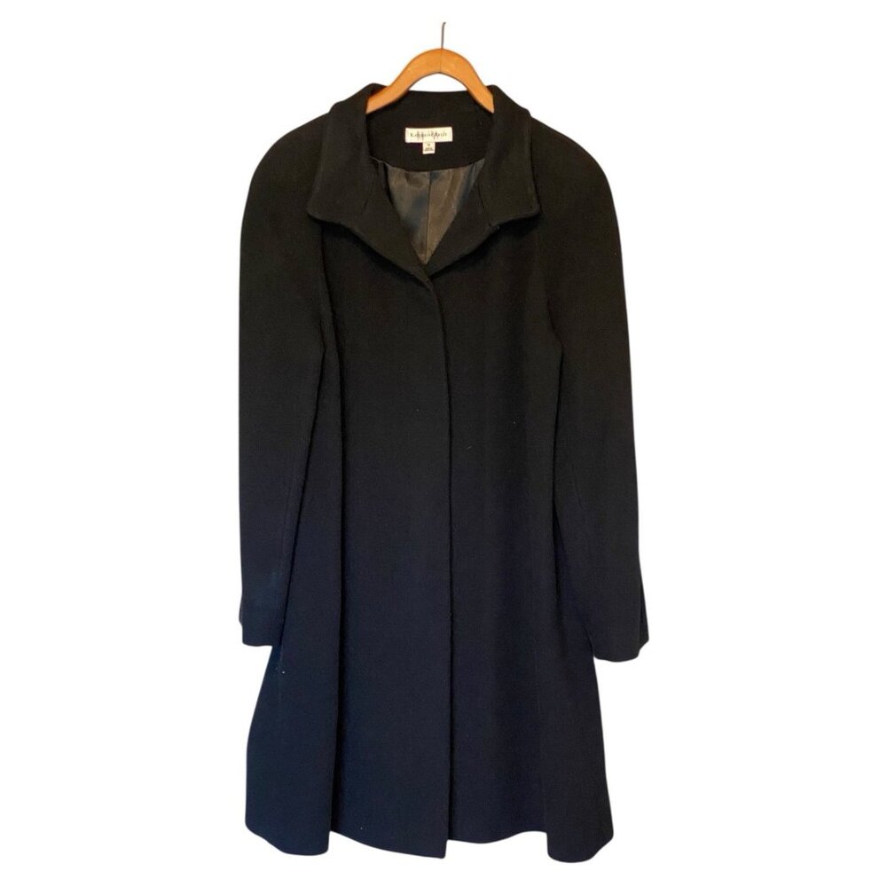 Katherine Kelly Black 100% Camel Hair Coat Vintage Women's 14 3/4 Length Heavy